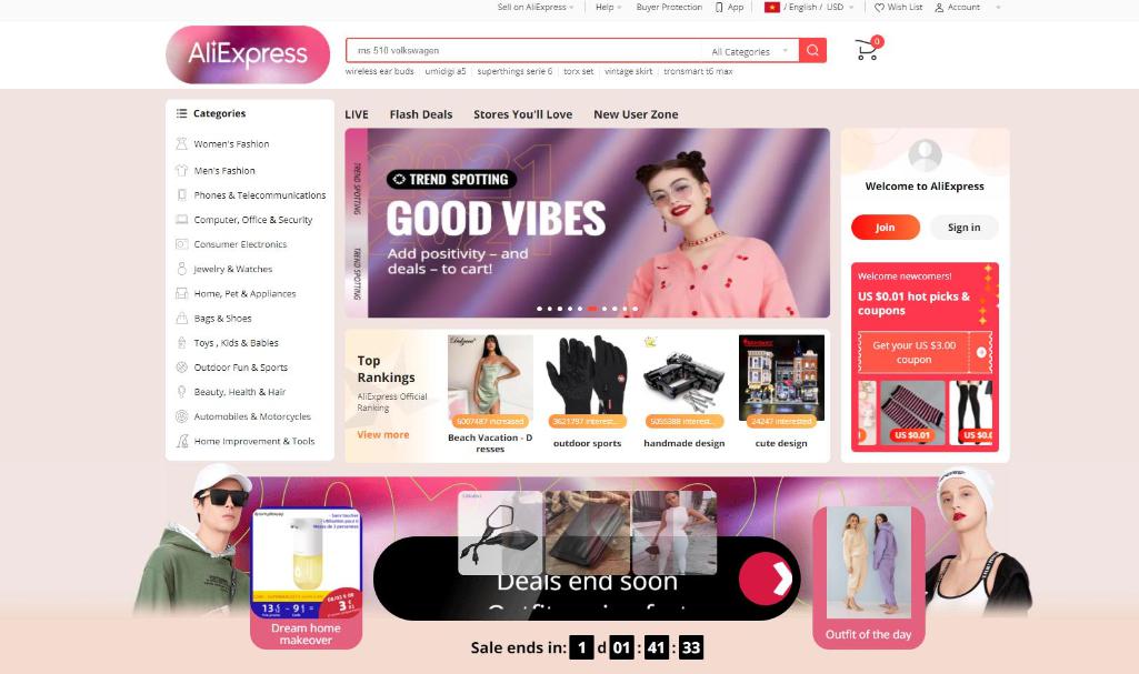 Aliexpress: Trang web mua hàng Trung Quốc cung cấp cho người nước ngoài