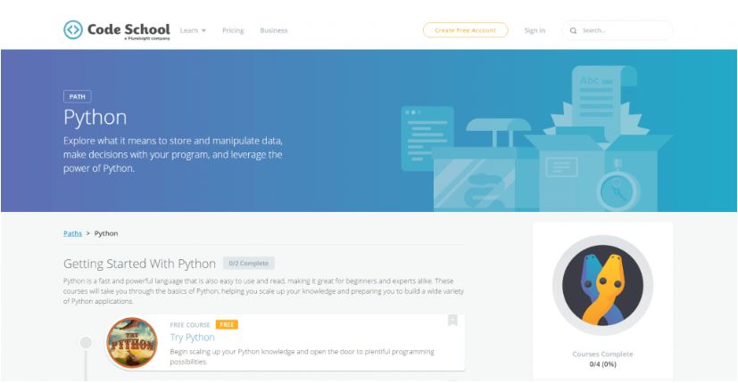 Website tự học lập trình Code School.