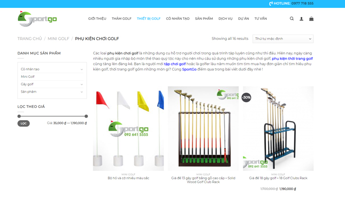 Website bán phụ kiện, thời trang golf chất lượng - Sportgo.vn