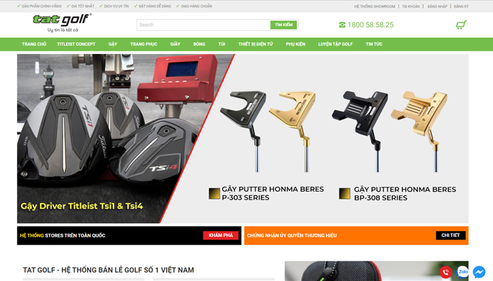 Website bán thiết bị, thời trang golf cao cấp - Tatgolf